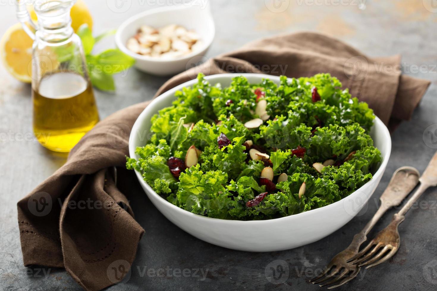 Fresh healthy salad with kale and cranberry photo