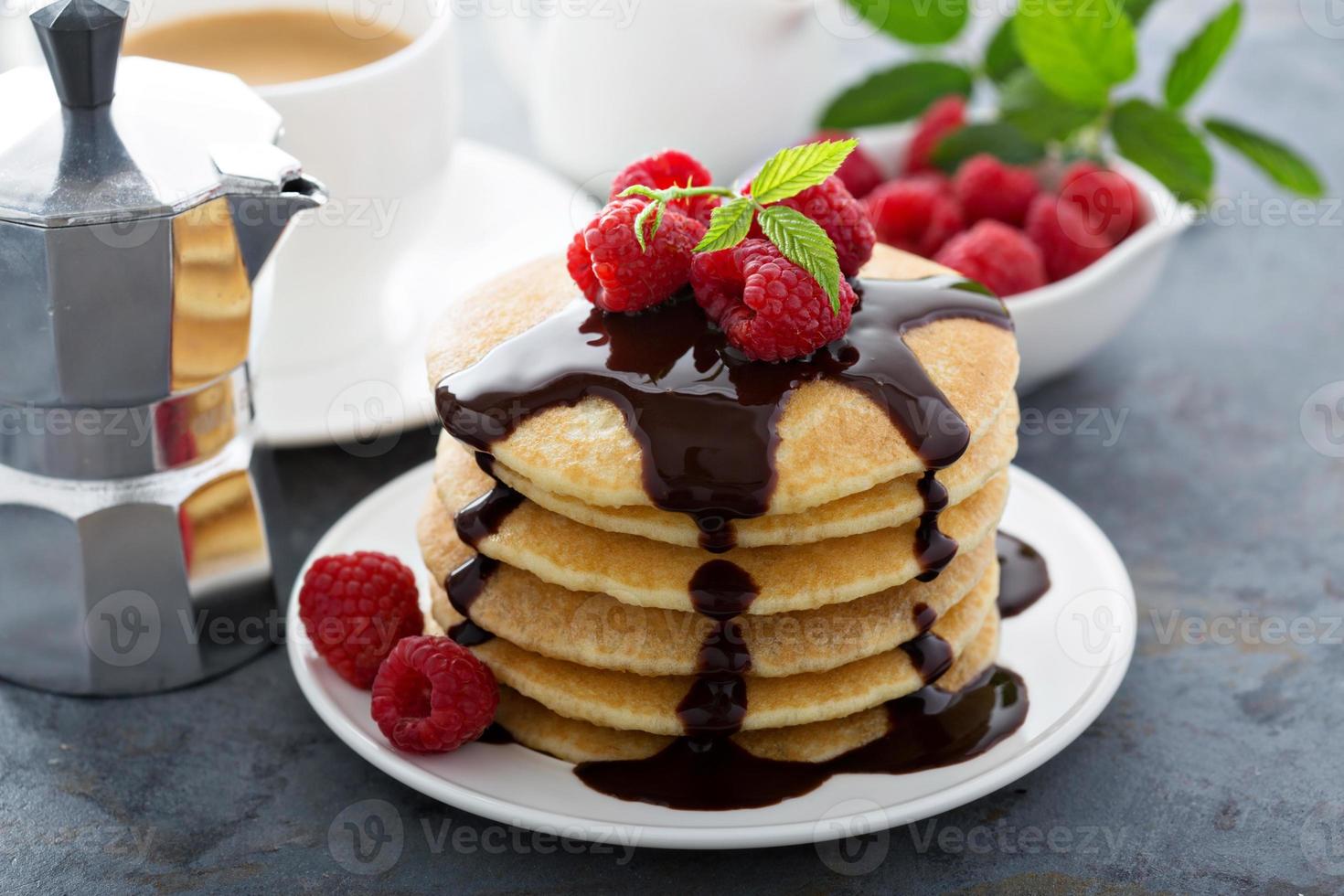 Stack of fluffy buttermilk pancakes photo