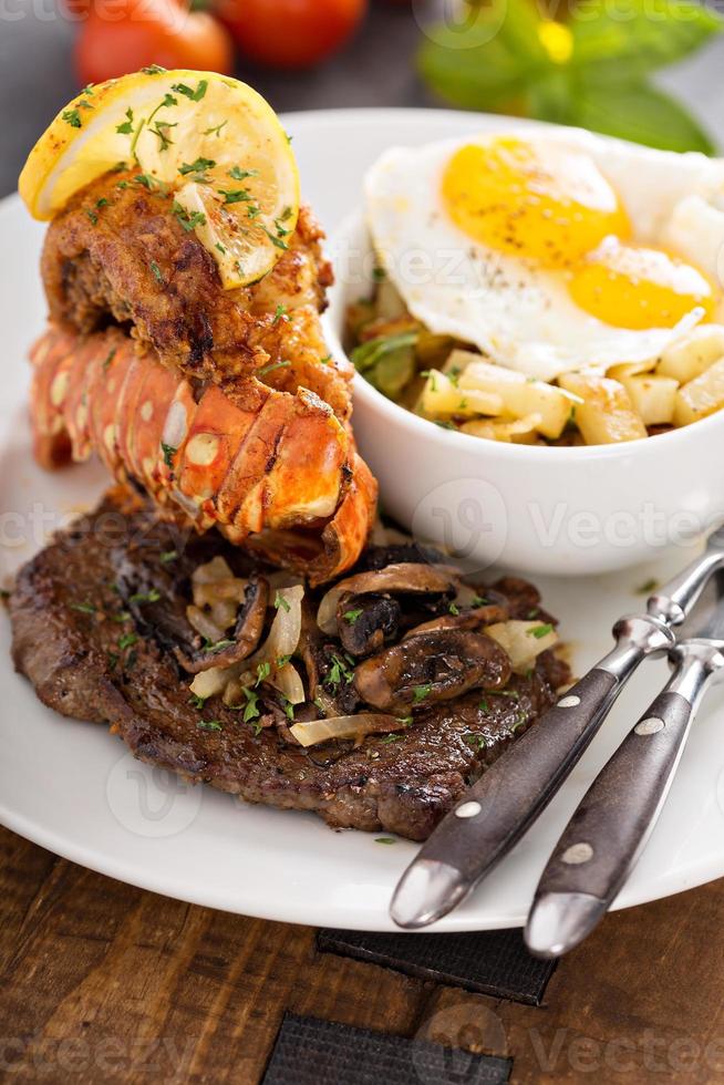 Southern surf and turf with potatoes and eggs photo