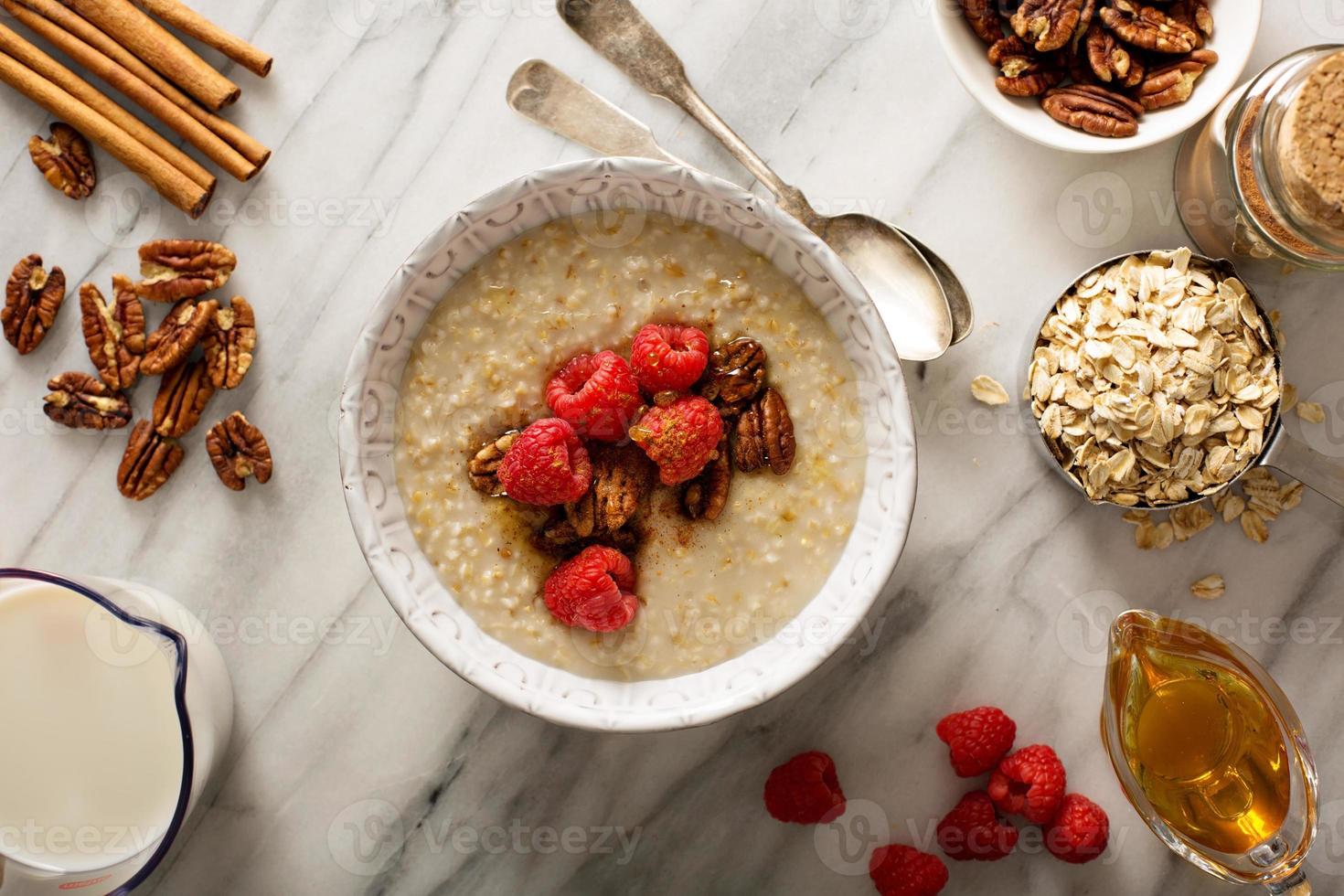 Homemade oatmeal for breakfast photo