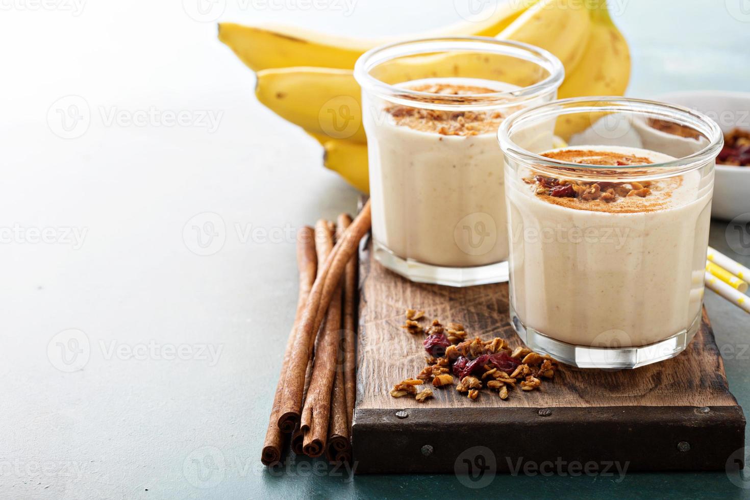 Banana smoothie in mason jars photo