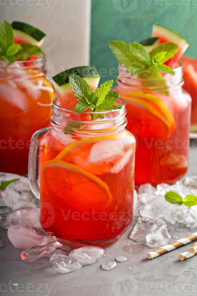 Watermelon lemonade in mason jars photo