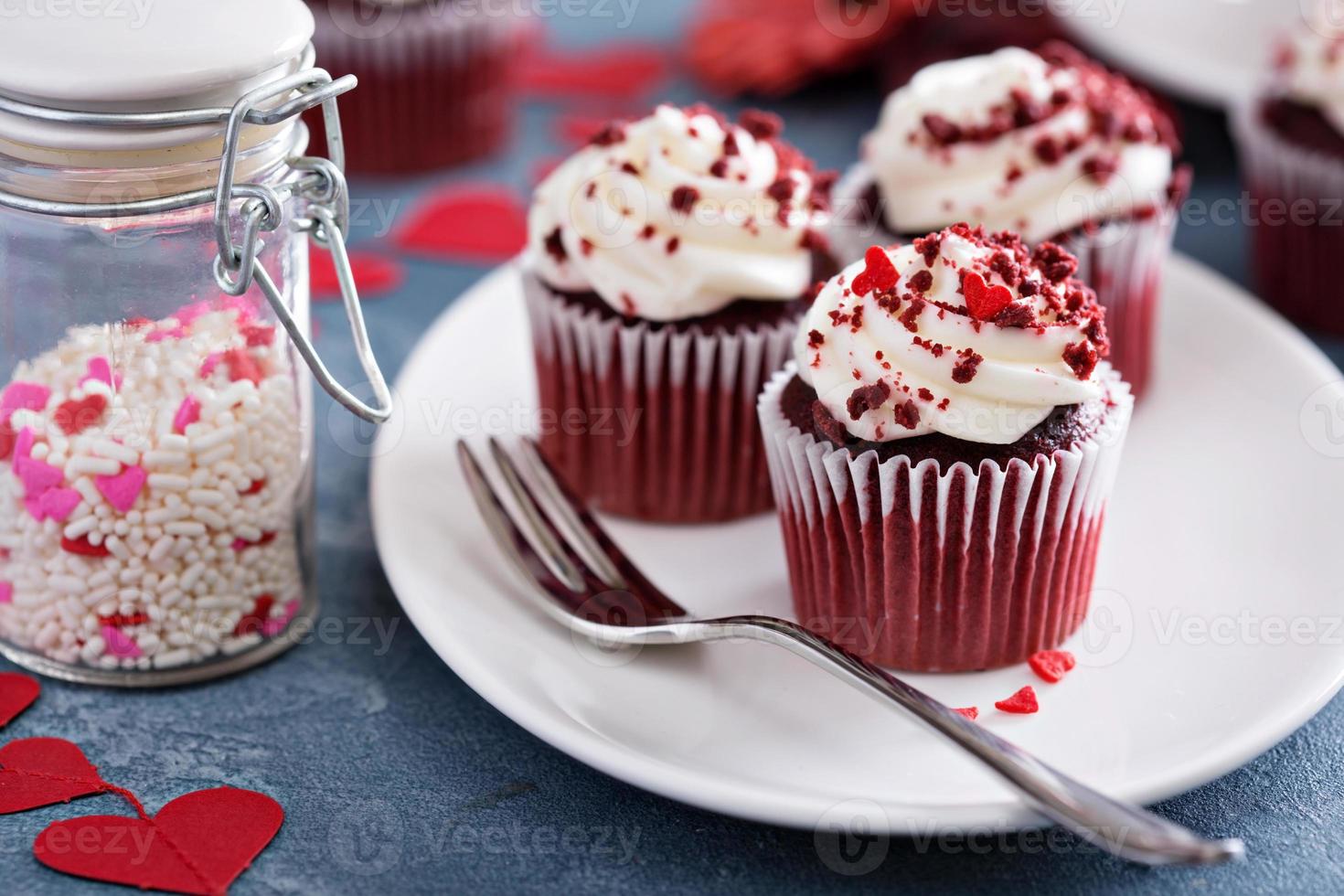 Red velvet cupcakes for Valentines Day photo