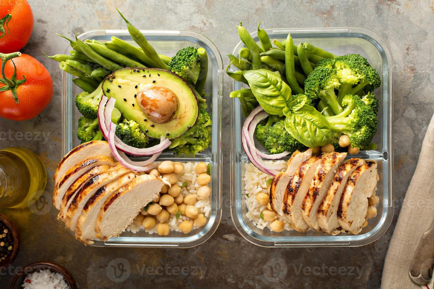 Grilled chicken meal prep containers photo