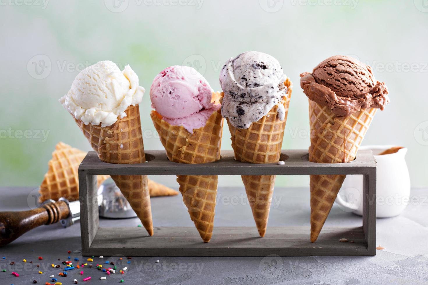 Variety of ice cream cones photo