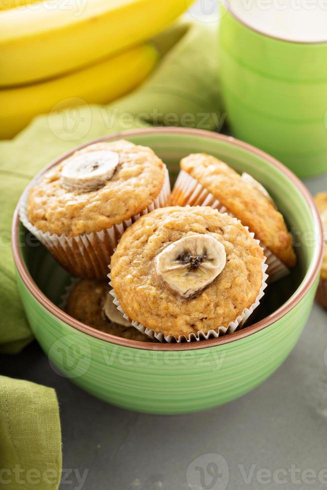 Banana muffins with coffee photo