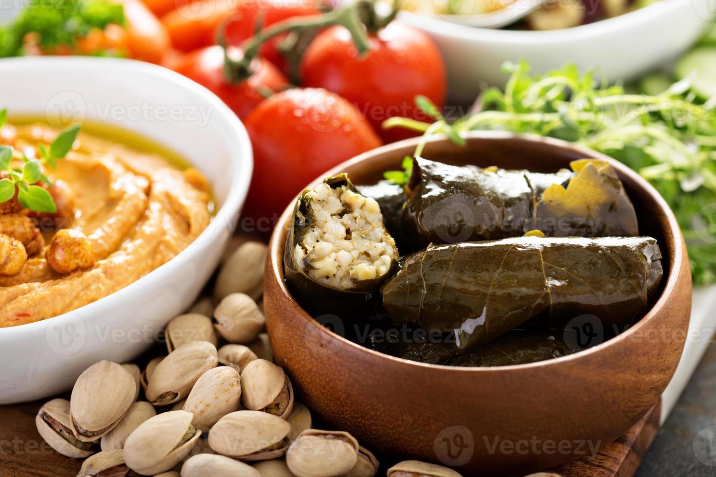 Dolmades, Stuffed Grape Leaves with rice photo