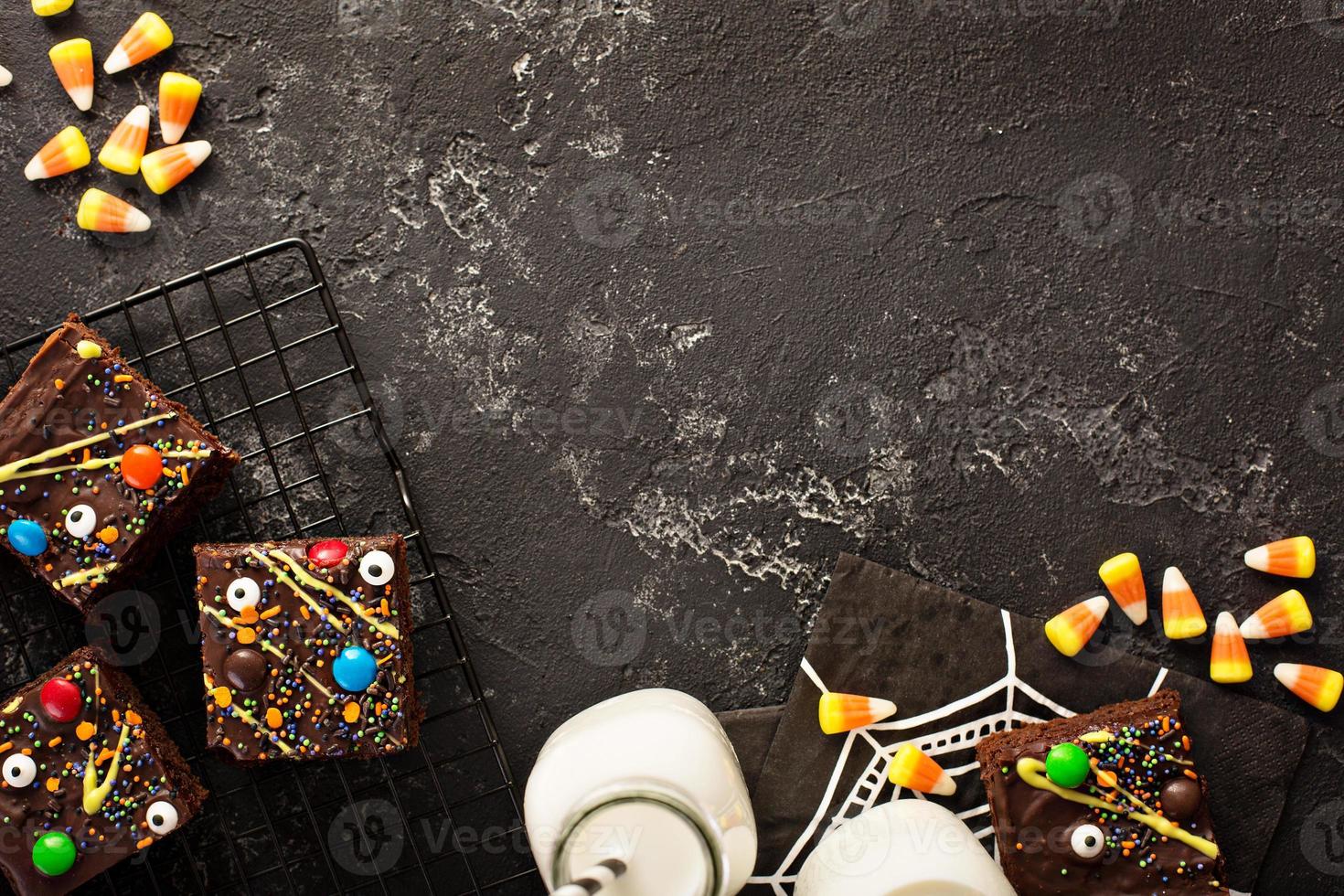 Monster brownies with candy and sprinkles photo