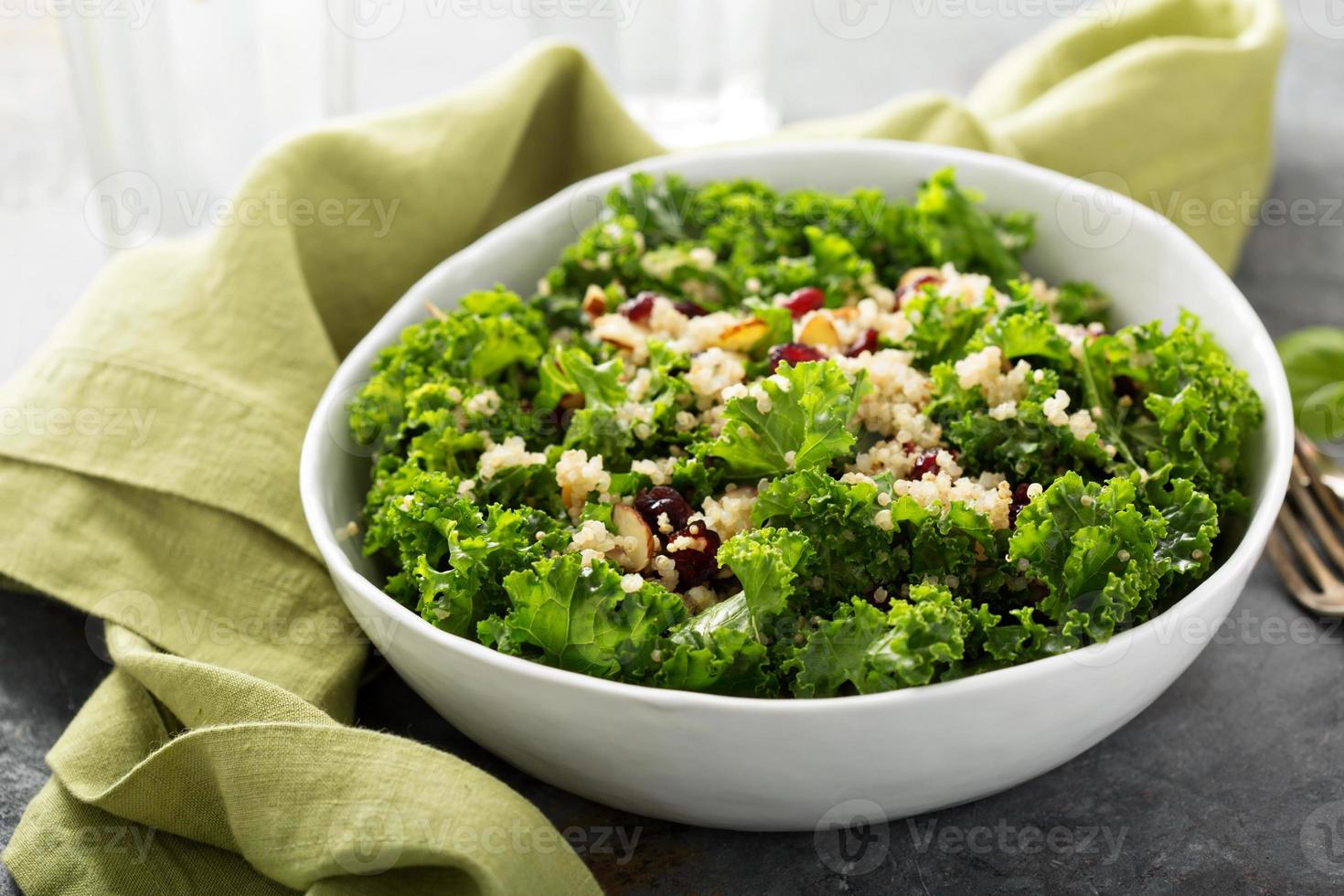 Fresh healthy salad with kale and quinoa photo