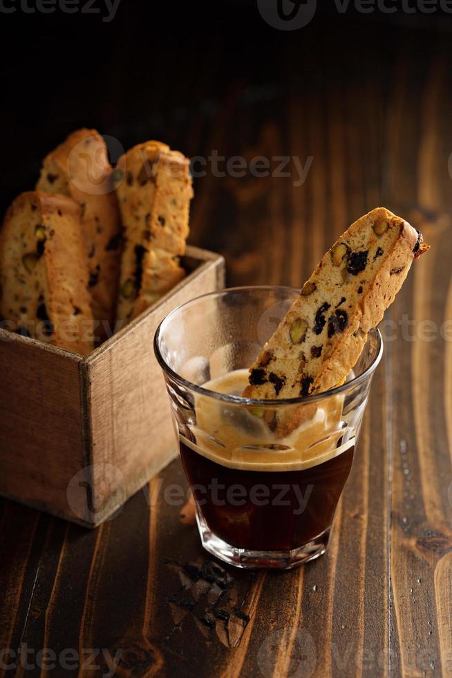 Homemade biscotti with coffee photo