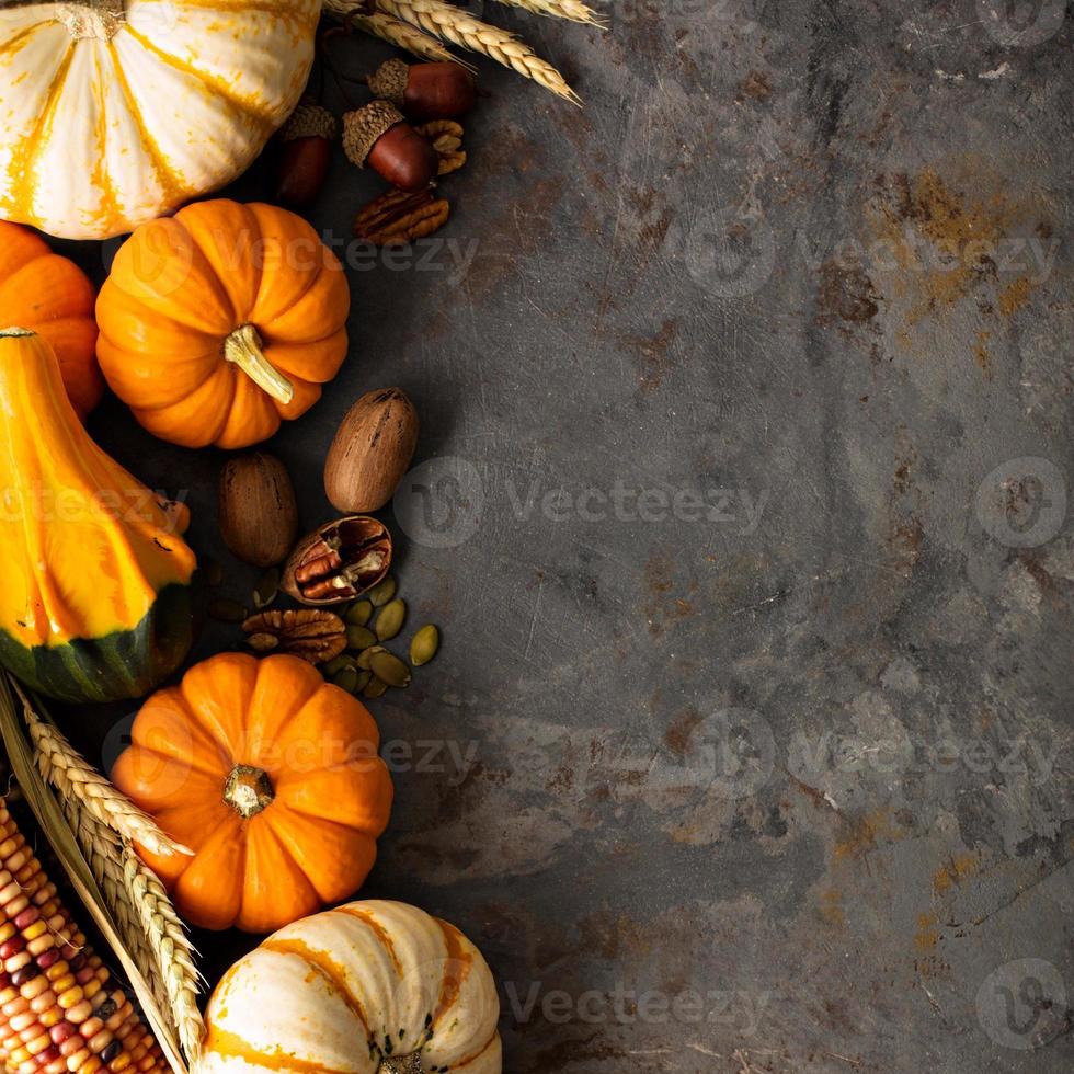 Fall background with pumpkins photo