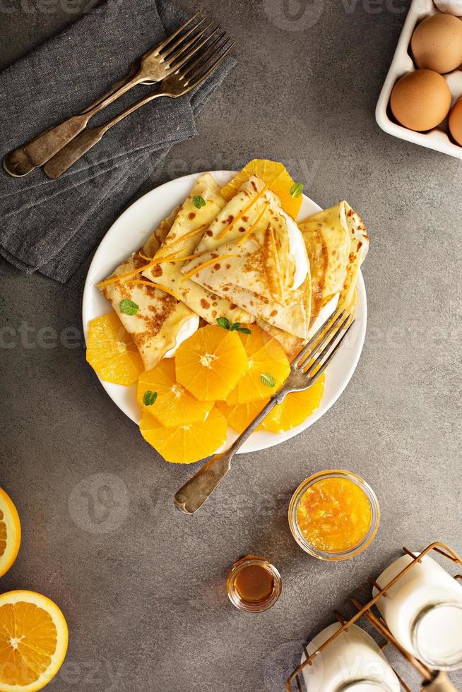 Crepes suzette with oranges photo