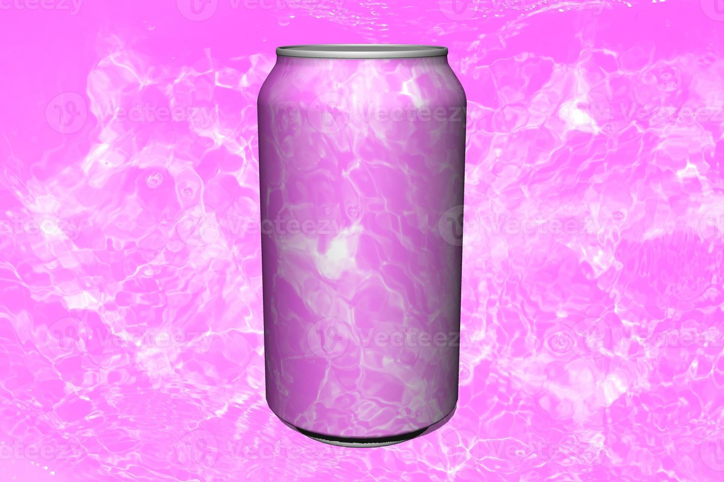 A pink soda bottle made of watercolor on a pink water surface. Valentine watercolor. Love water day. Pink water splashes with shining. photo