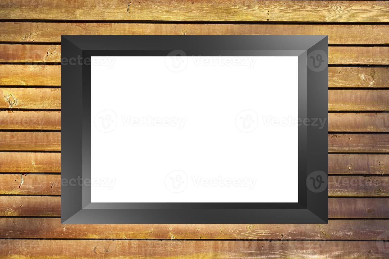 photo frame mockup template with copy space on wooden background 3d render.