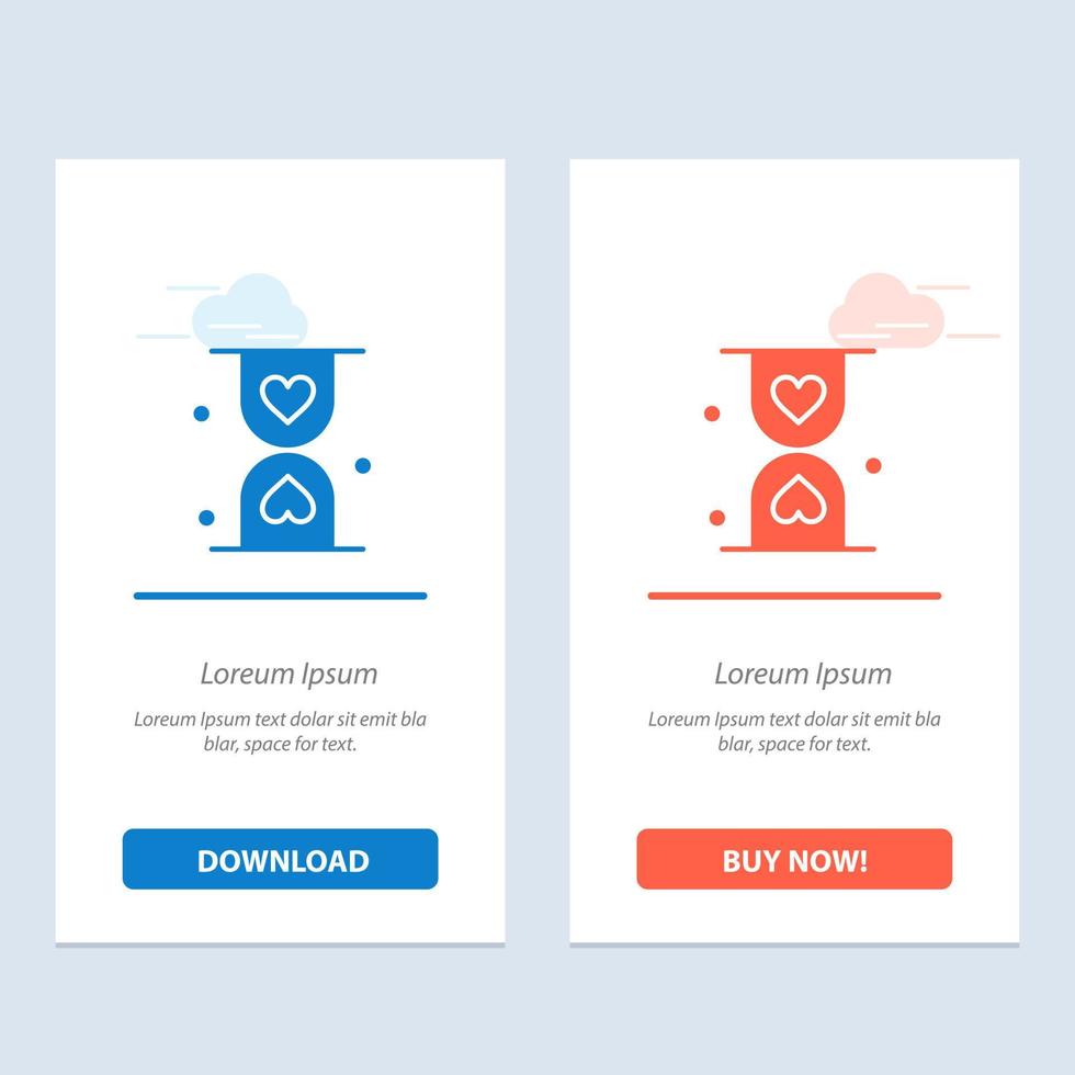 Heart Hourglass Glass Hour Waiting  Blue and Red Download and Buy Now web Widget Card Template vector