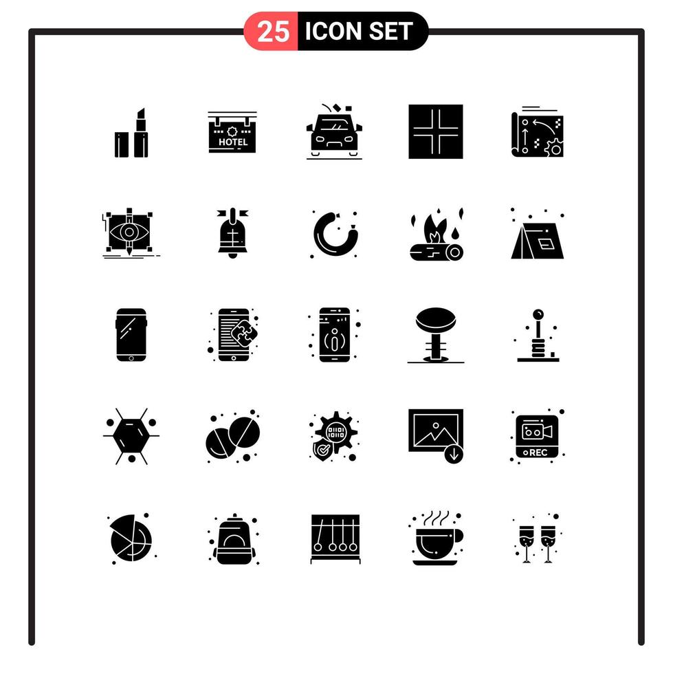 Pictogram Set of 25 Simple Solid Glyphs of api setting gravel automation signs Editable Vector Design Elements