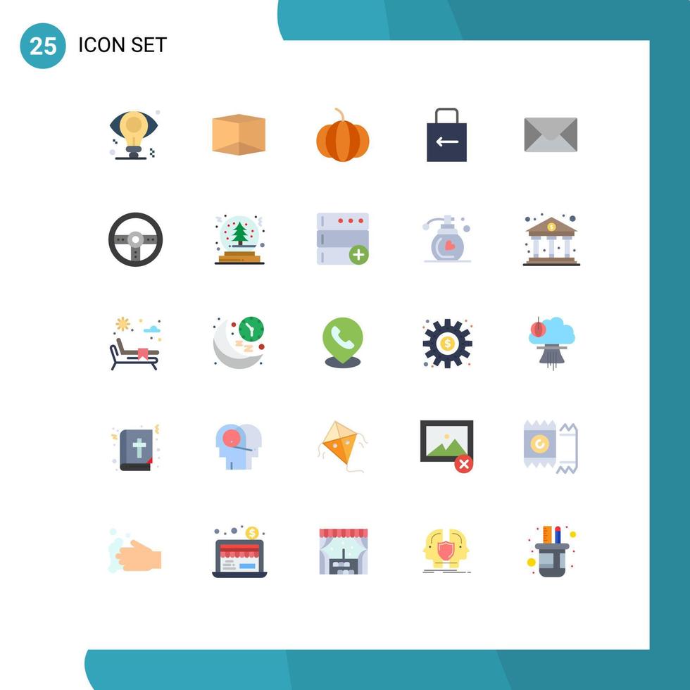 Modern Set of 25 Flat Colors Pictograph of wheel device arrow controller mail Editable Vector Design Elements