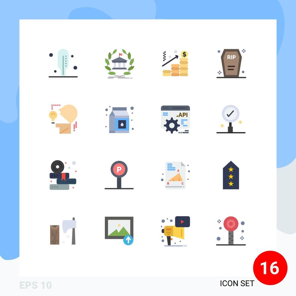 conjunto de 16 iconos de interfaz de usuario modernos signos de símbolos para marketing análisis funerario ataúd paquete editable de elementos creativos de diseño de vectores