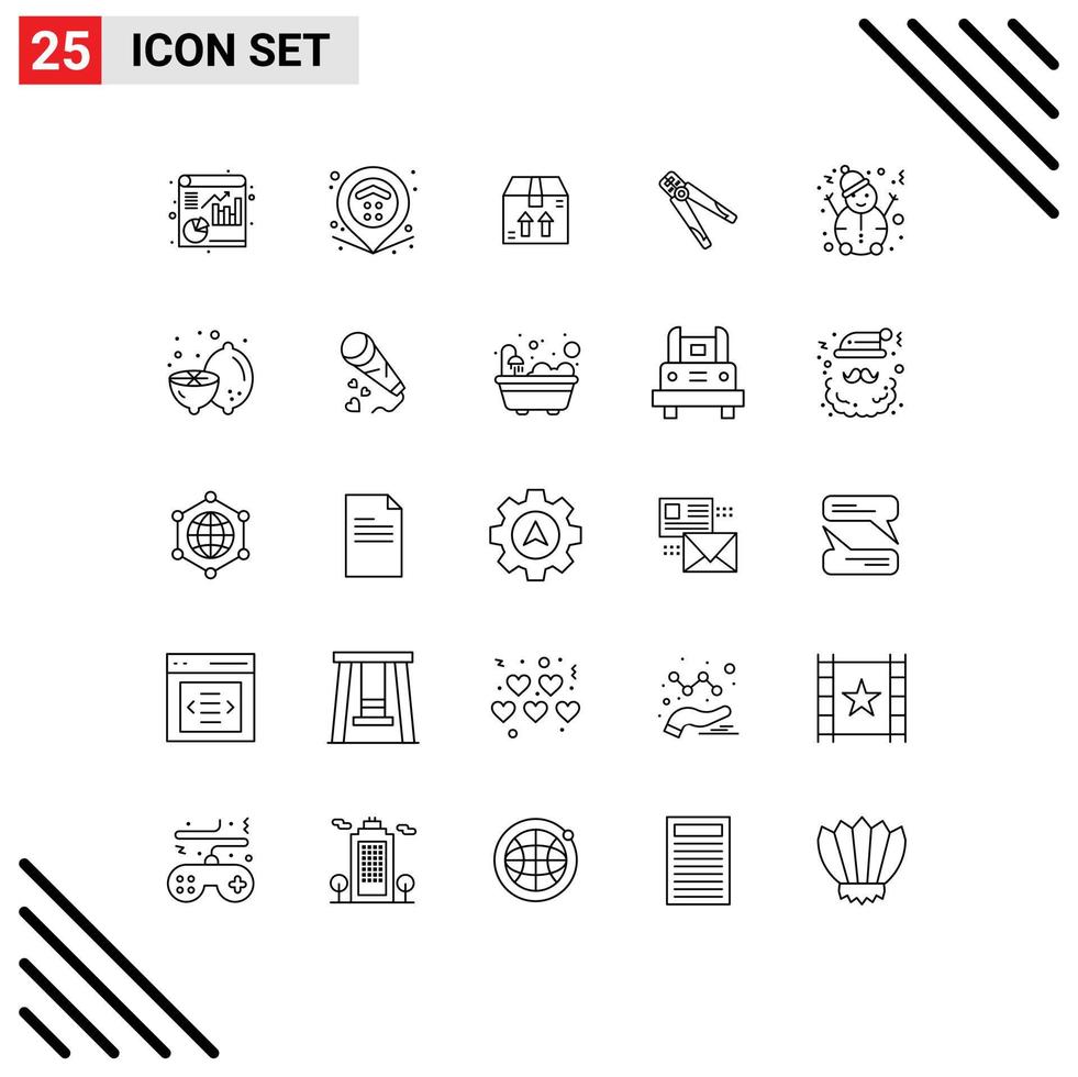 conjunto de 25 iconos de interfaz de usuario modernos signos de símbolos para la construcción de herramientas de comercio electrónico de trabajo en la nieve elementos de diseño de vectores editables