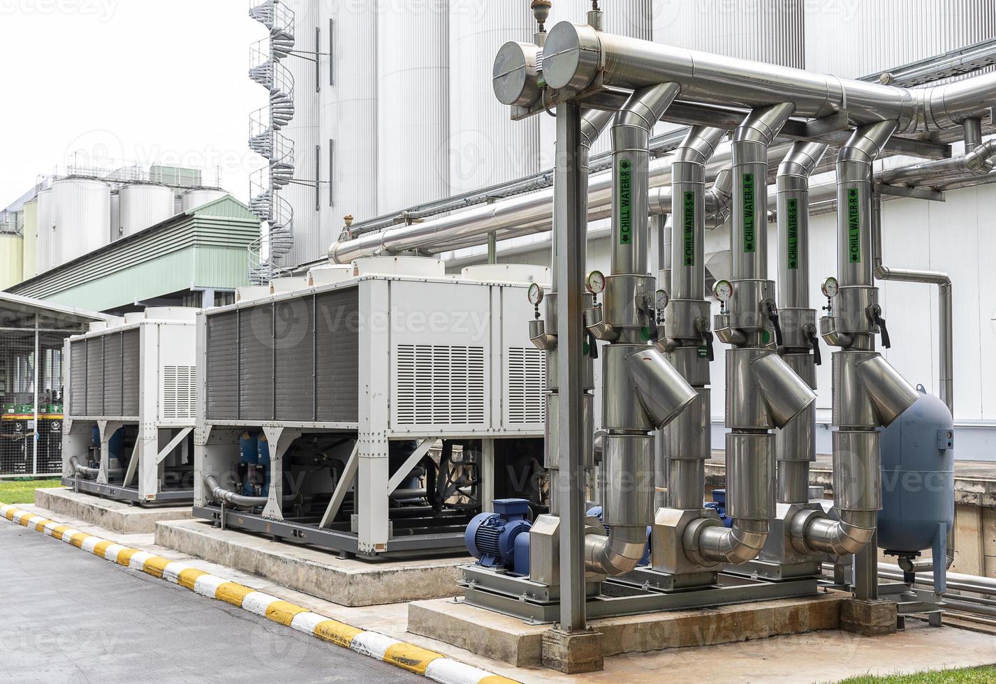 Pipeline system to deliver cold water into the production process. photo