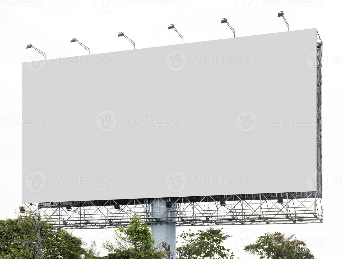 Outdoor billboard on blue sky background with white background mock up. clipping path photo