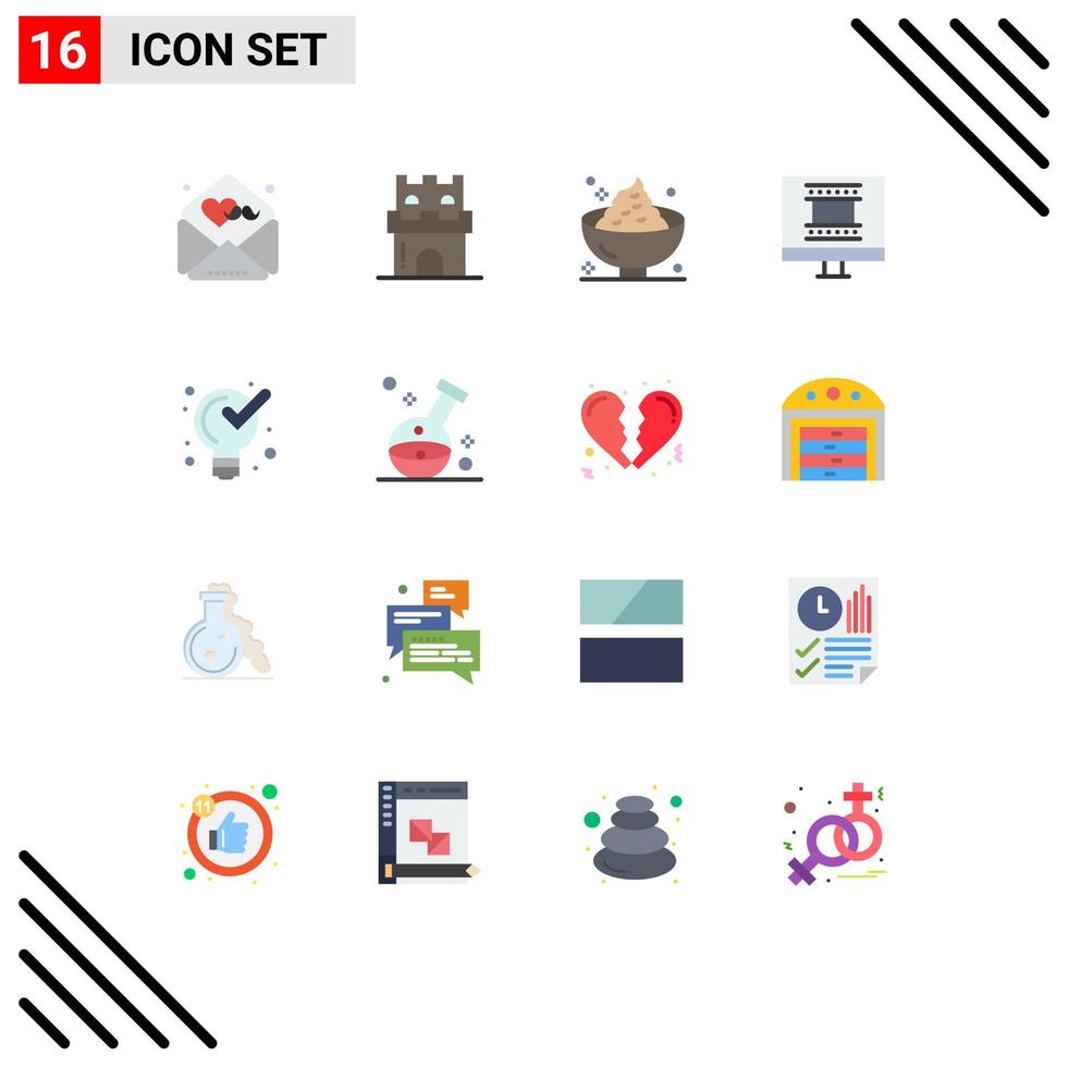 16 Flat Color concept for Websites Mobile and Apps defining photo frame sandcastle digital photo frame mashed Editable Pack of Creative Vector Design Elements