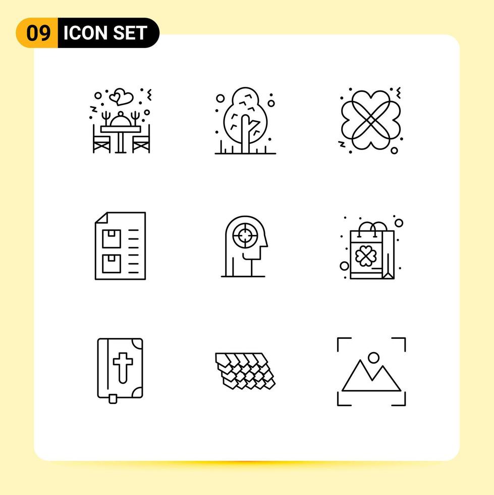 Mobile Interface Outline Set of 9 Pictograms of arrow list hearts document check Editable Vector Design Elements