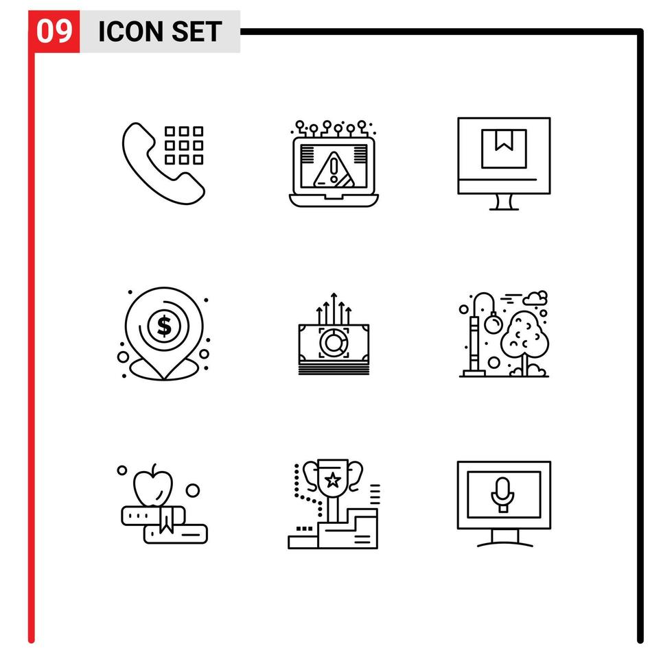 Set of 9 Modern UI Icons Symbols Signs for local lend security banking e Editable Vector Design Elements