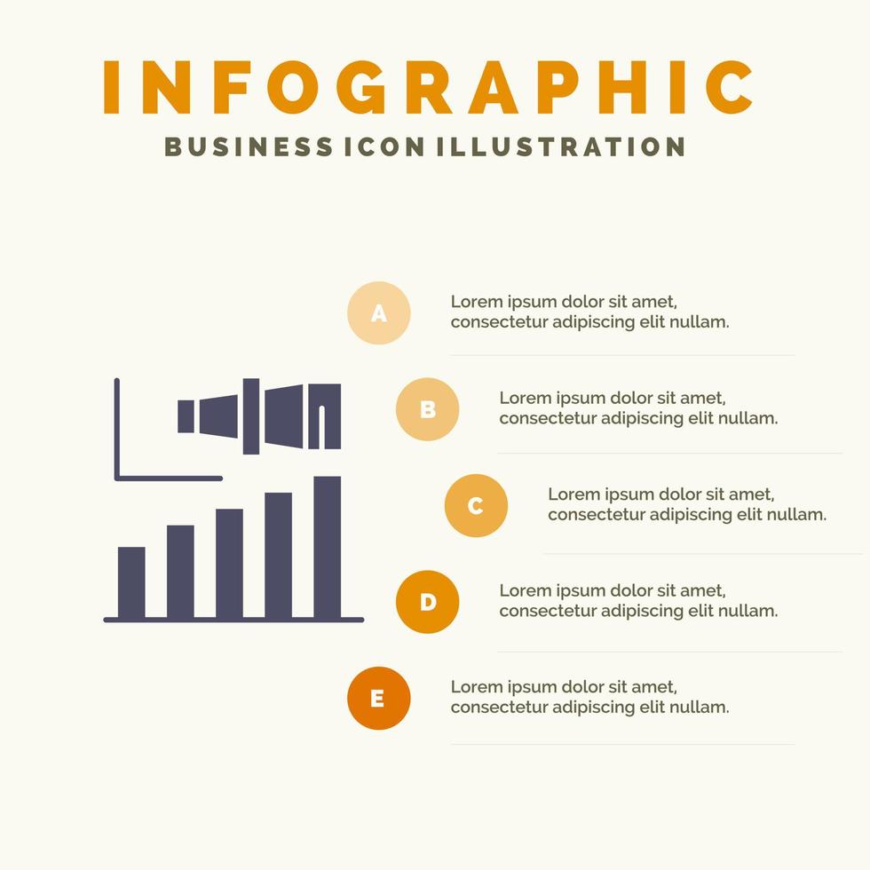 negocio a largo plazo visión moderna icono sólido infografía 5 pasos presentación antecedentes vector