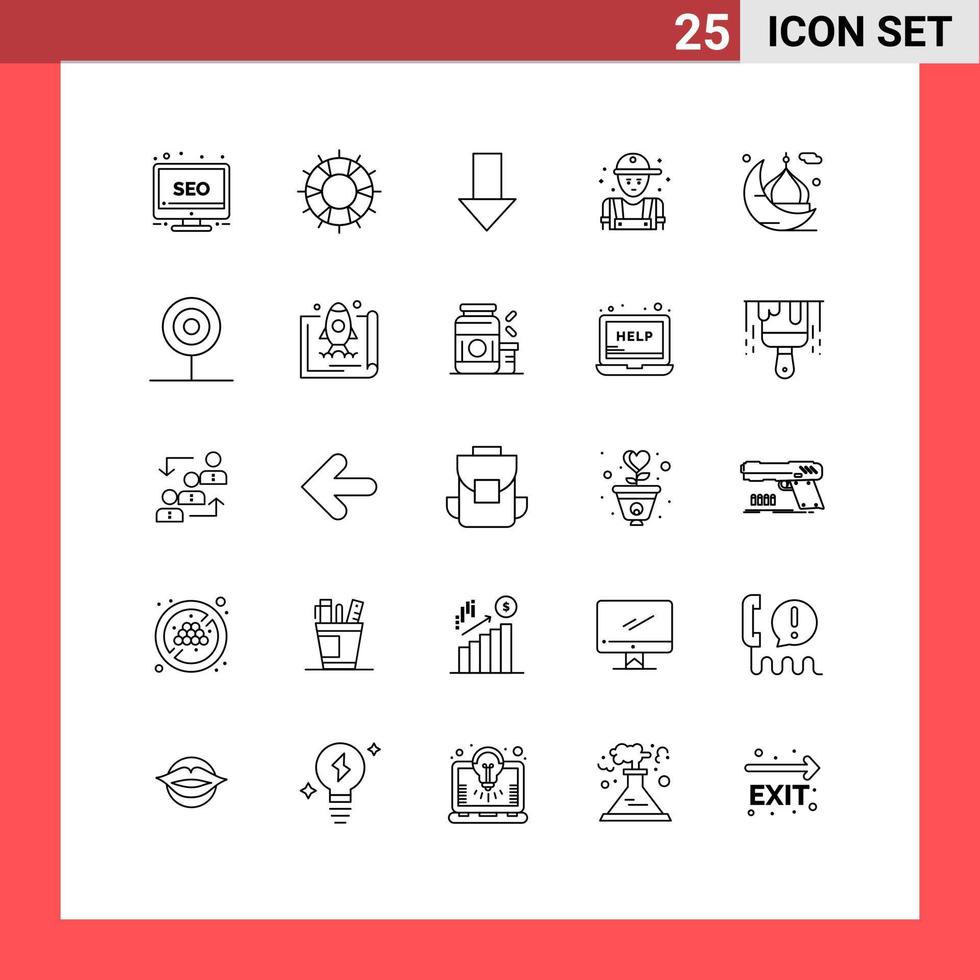 Line Pack of 25 Universal Symbols of plumbing person support mechanic direction Editable Vector Design Elements