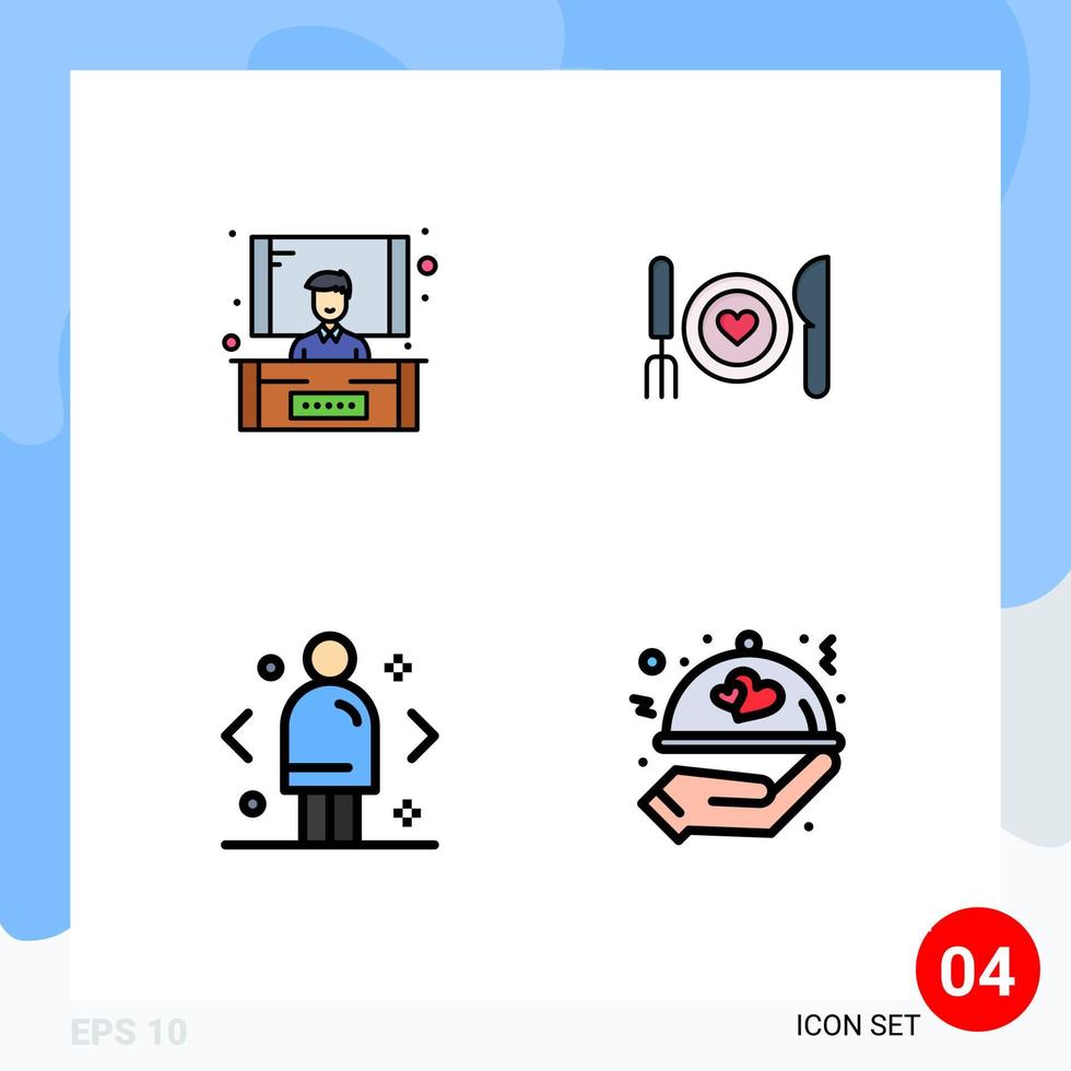 User Interface Pack of 4 Basic Filledline Flat Colors of conference compare dinner date direction Editable Vector Design Elements