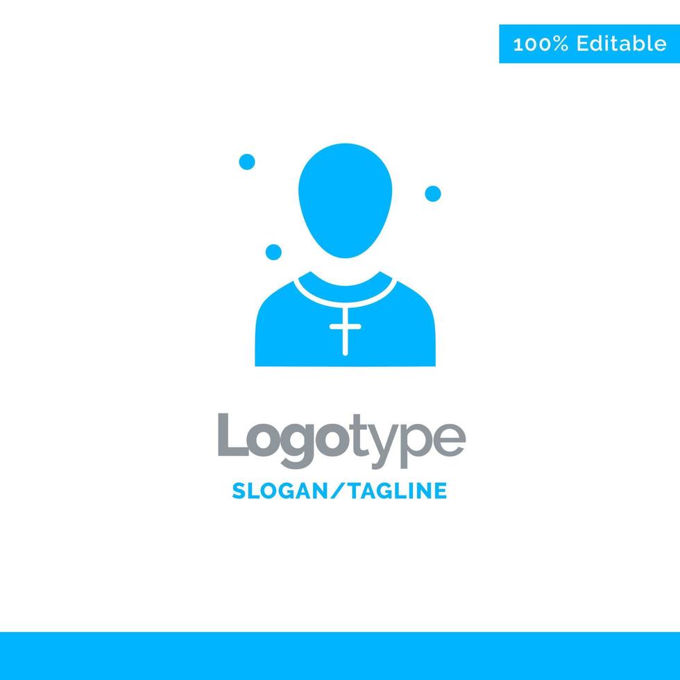 iglesia cristiana hombre hombre predicador azul sólido logotipo plantilla lugar para eslogan vector