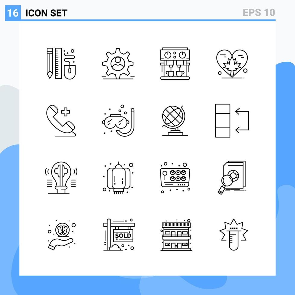 Modern 16 Line style icons Outline Symbols for general use Creative Line Icon Sign Isolated on White Background 16 Icons Pack Creative Black Icon vector background