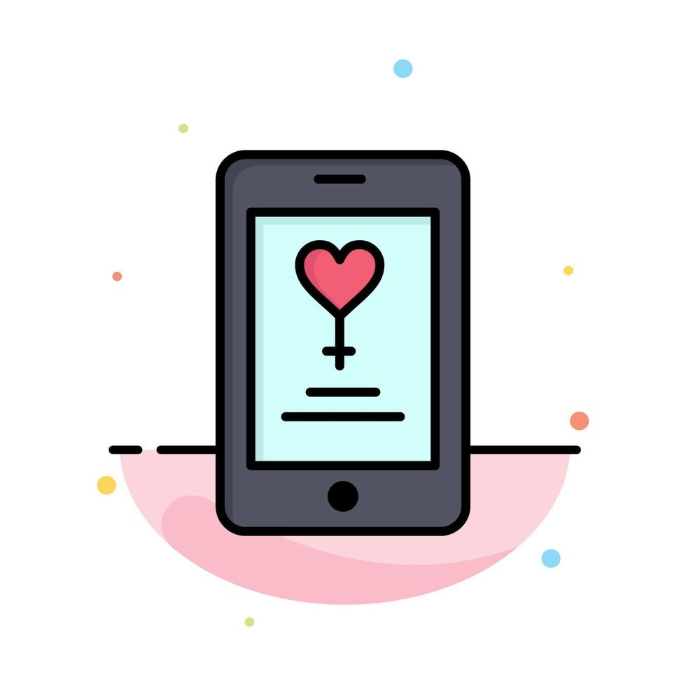 App Mobile Love Lover Abstract Flat Color Icon Template vector