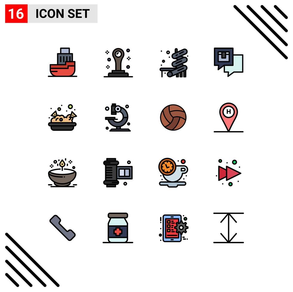 16 Universal Flat Color Filled Lines Set for Web and Mobile Applications junk shipping slider message delivery Editable Creative Vector Design Elements