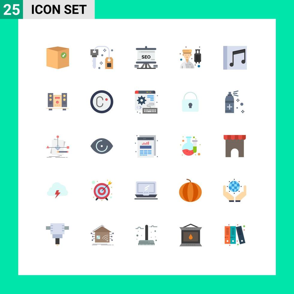 Pack of 25 Modern Flat Colors Signs and Symbols for Web Print Media such as professional bell boy success avatar analytics Editable Vector Design Elements