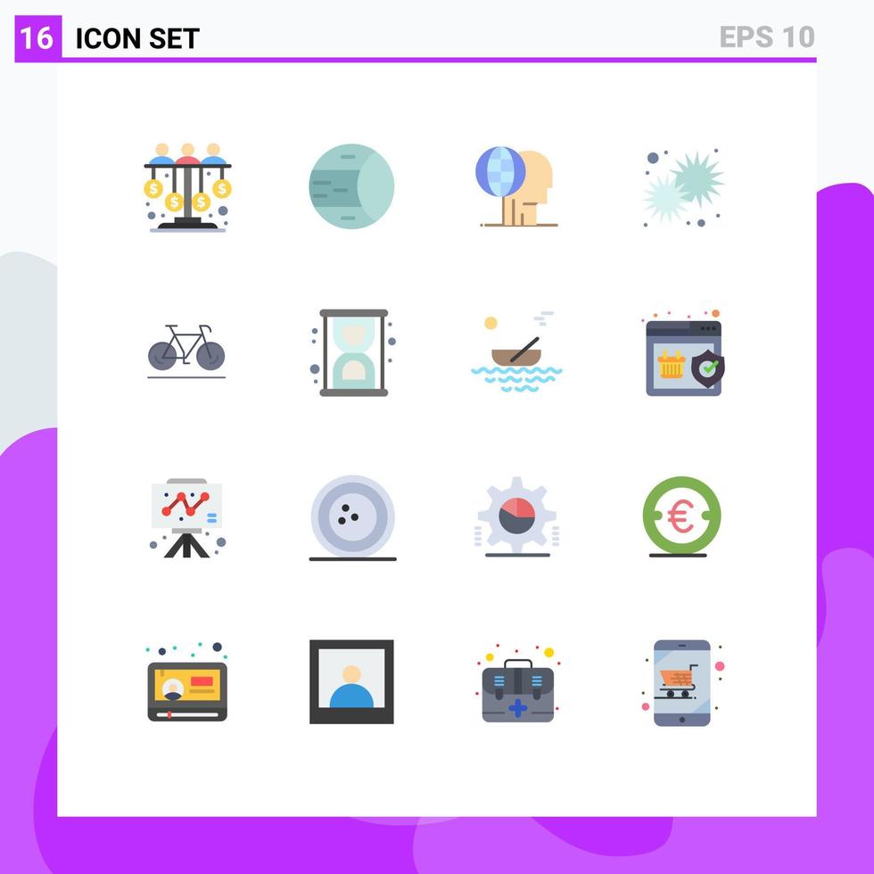 Set of 16 Vector Flat Colors on Grid for day shine structure sun marketing Editable Pack of Creative Vector Design Elements