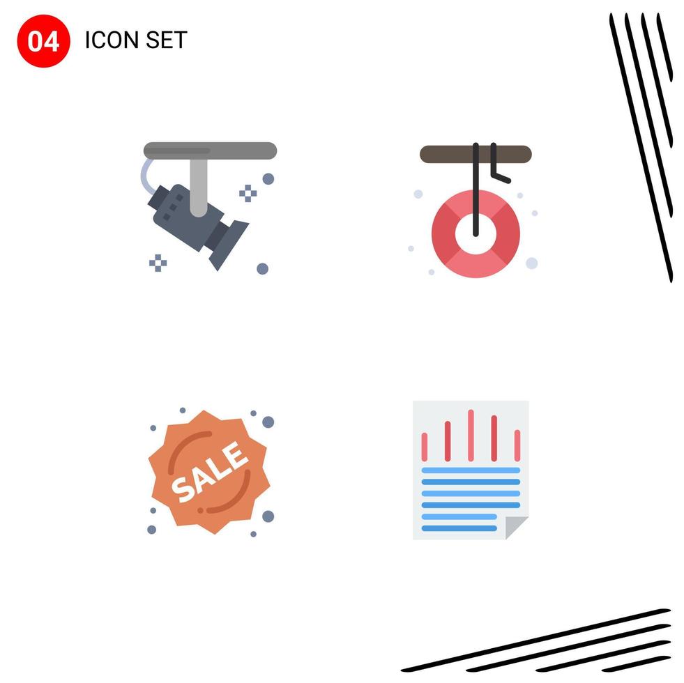 Modern Set of 4 Flat Icons and symbols such as bright badge spotlight help sale Editable Vector Design Elements