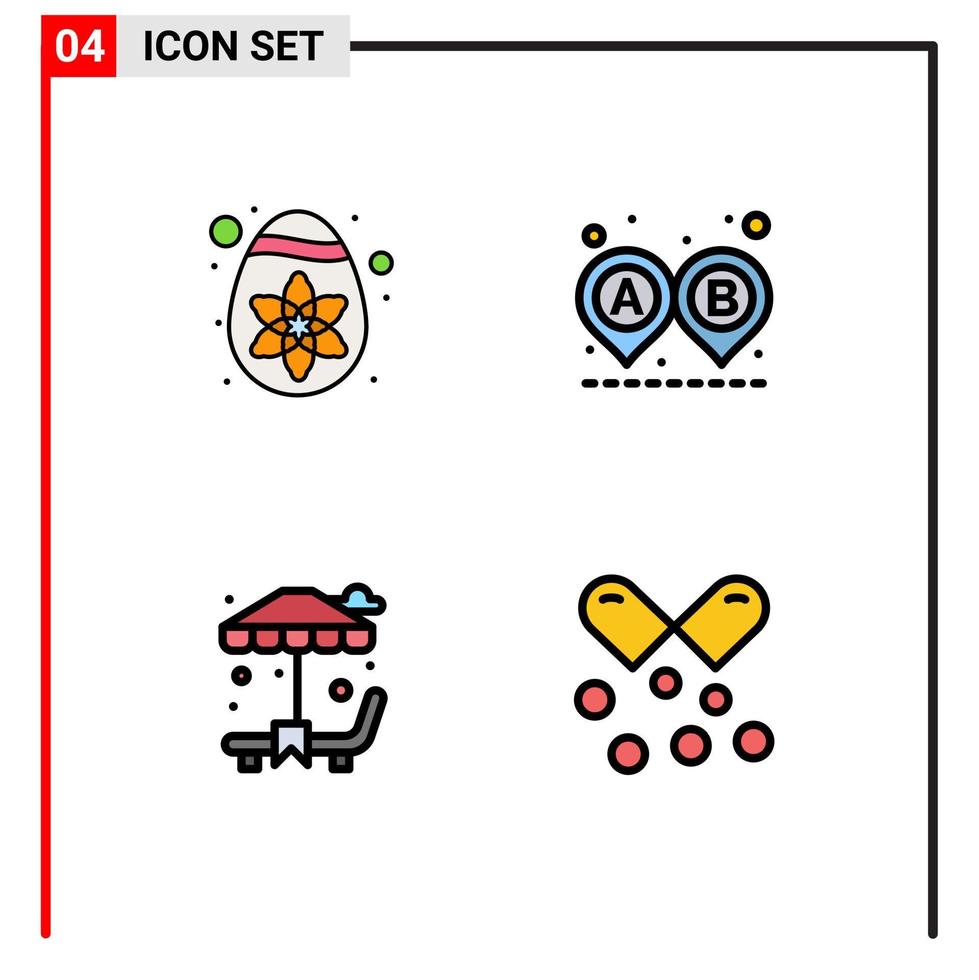 Set of 4 Modern UI Icons Symbols Signs for decoration garden destination ride nutrients capsules Editable Vector Design Elements