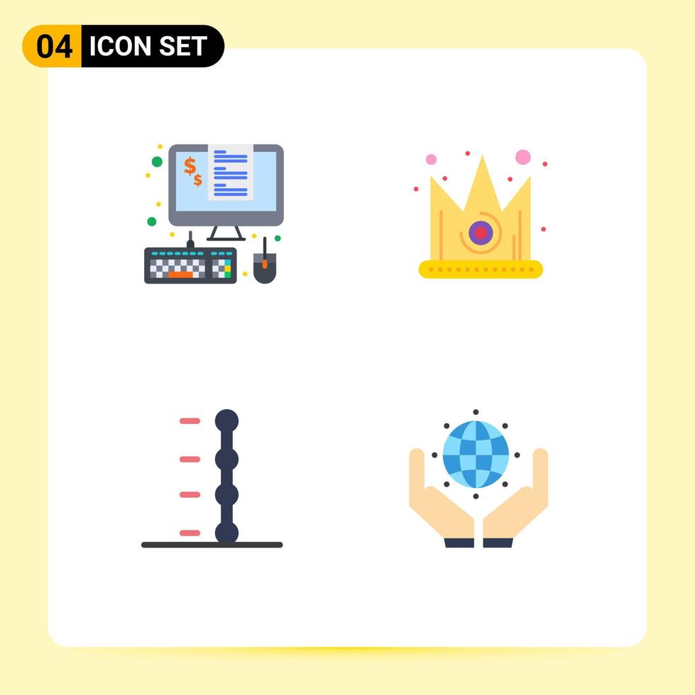 Universal Icon Symbols Group of 4 Modern Flat Icons of devices auto percent crown transmission Editable Vector Design Elements