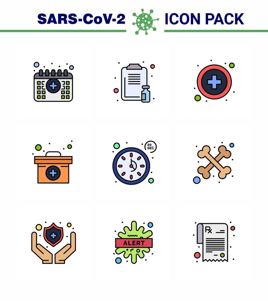 Coronavirus Awareness icon 9 Filled Line Flat Color icons icon included seconds medicine medicine medical case case viral coronavirus 2019nov disease Vector Design Elements