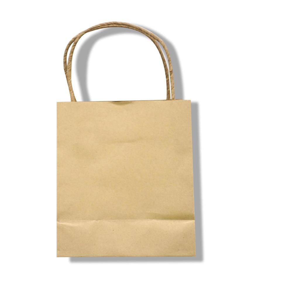 Recycled paper shopping bags on white background photo