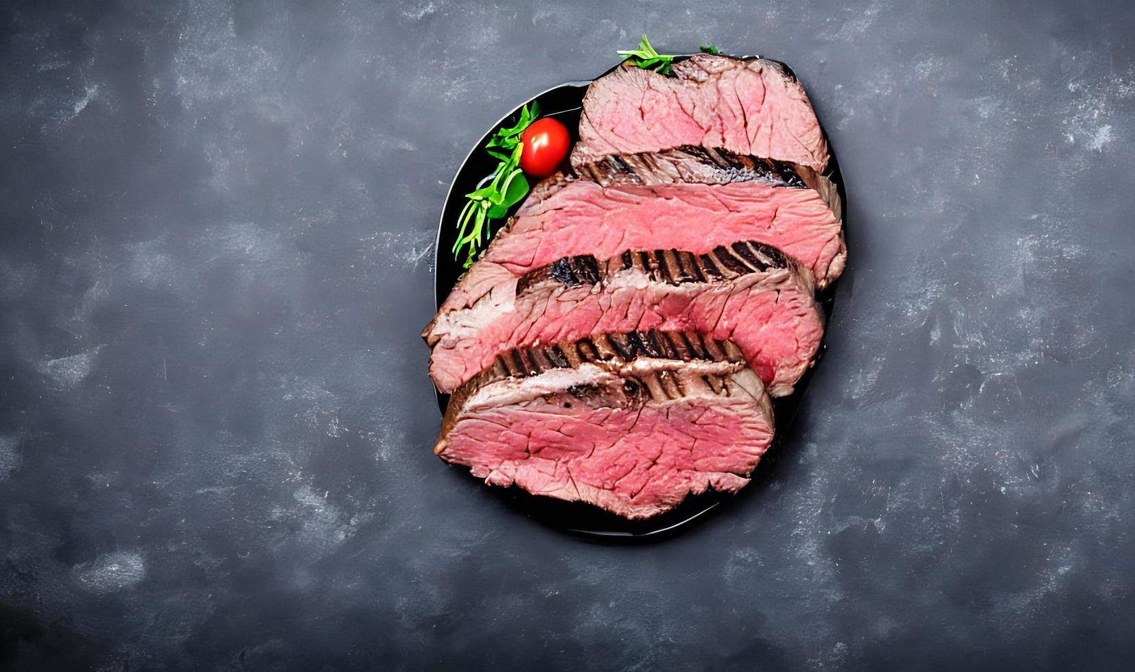 Steak. Gourmet fresh delicious juicy steak. Selected focus, in Poster format. photo