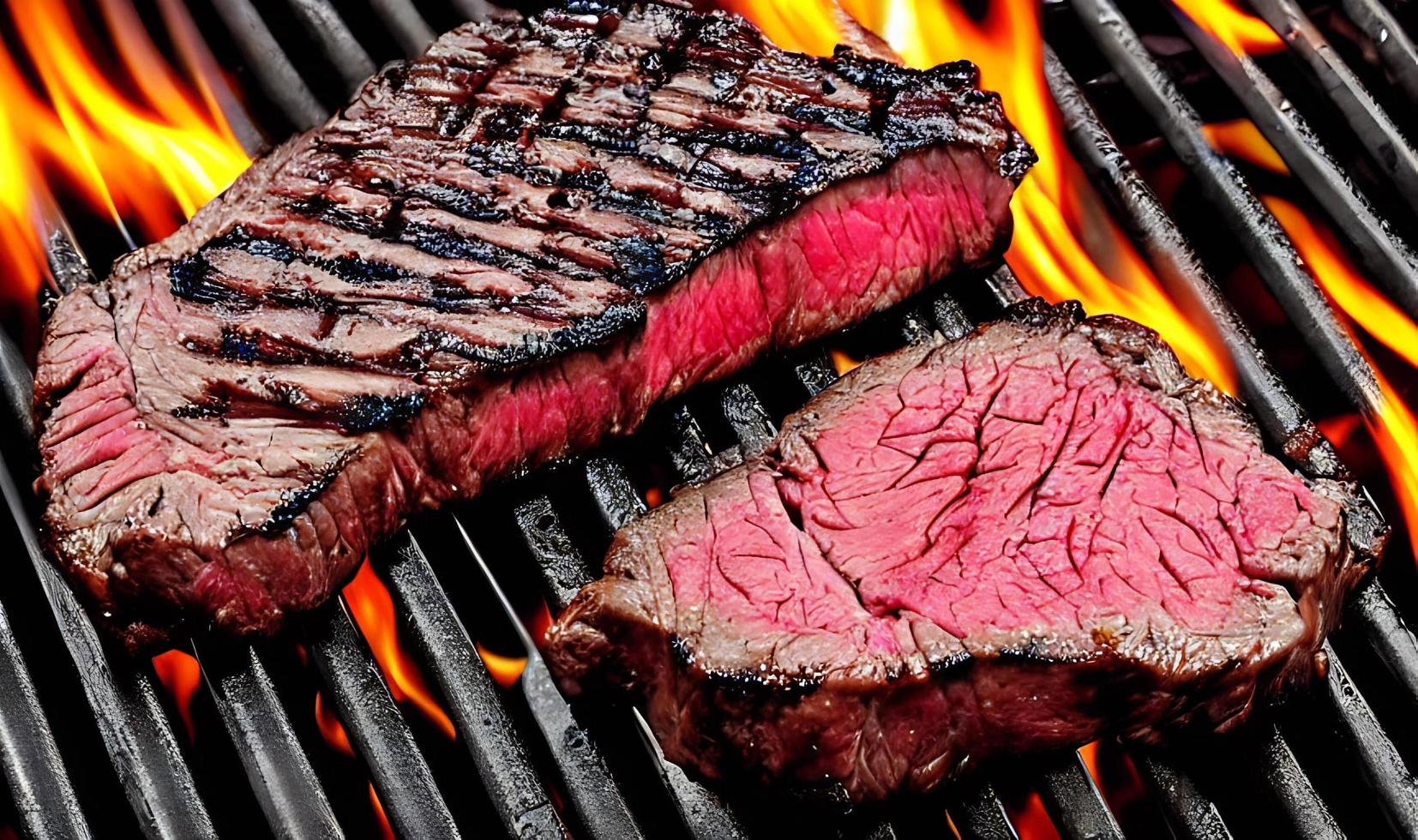 Steak. Gourmet fresh delicious juicy steak. Selected focus, in Poster format. photo