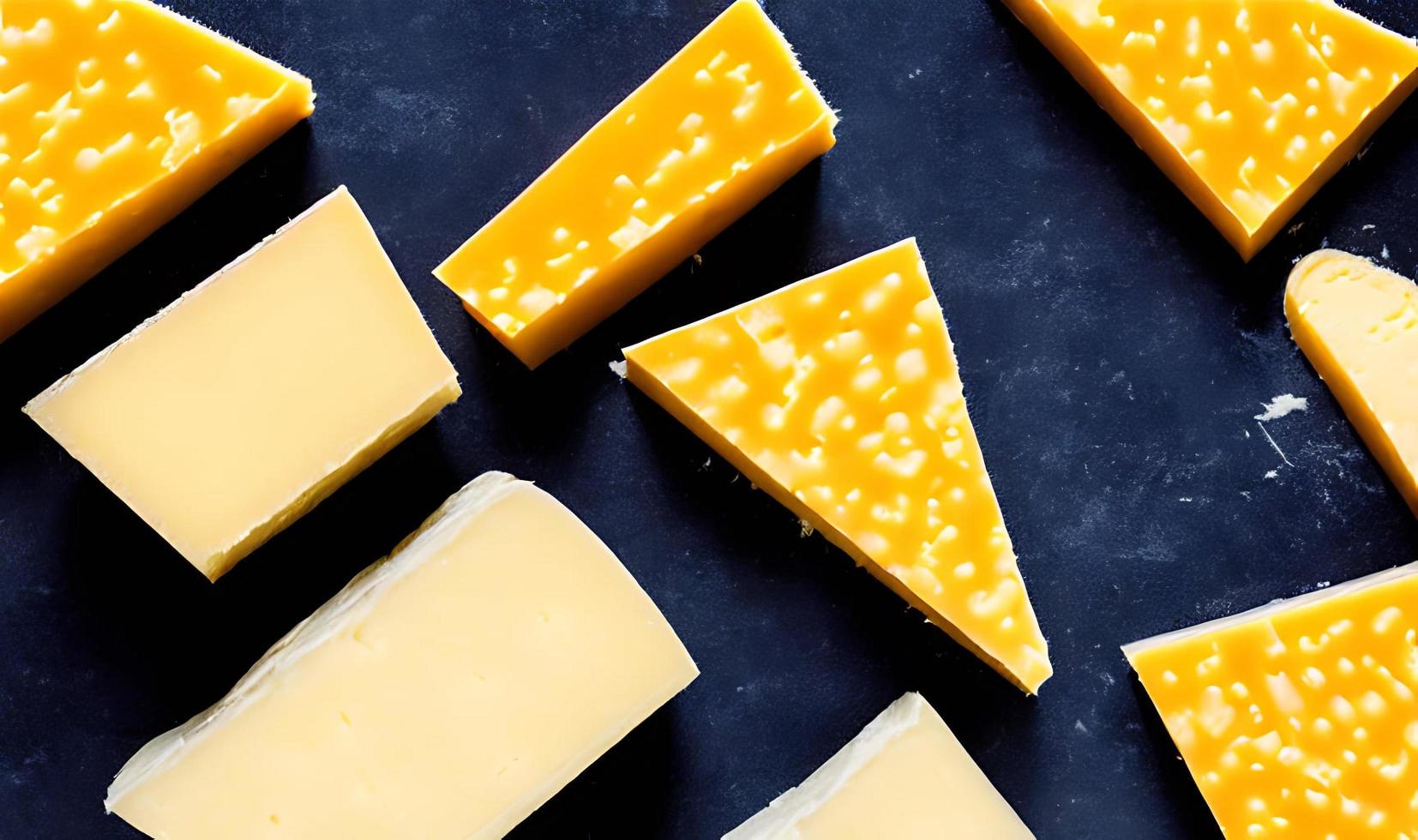 Cheese. Different delicious cheese types. Selected focus, in Poster format. photo