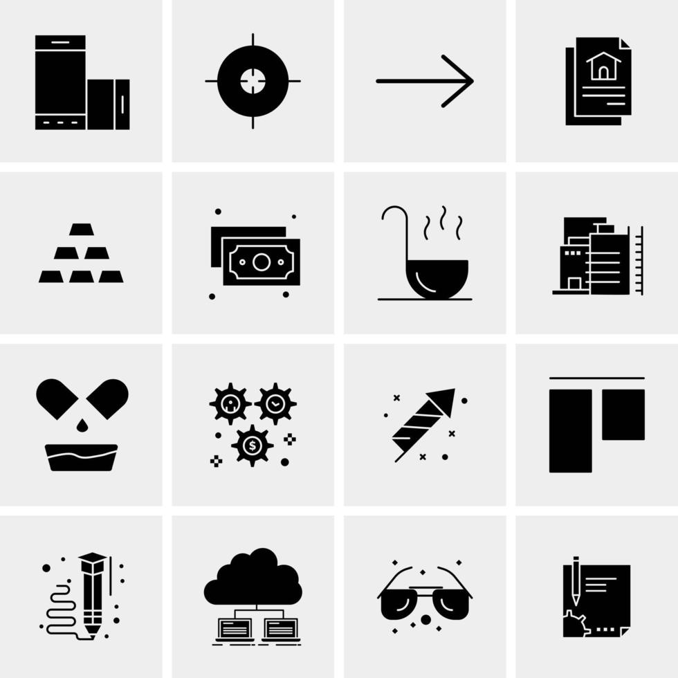 16 iconos de negocios universales vector ilustración de icono creativo para usar en proyectos relacionados con la web y dispositivos móviles