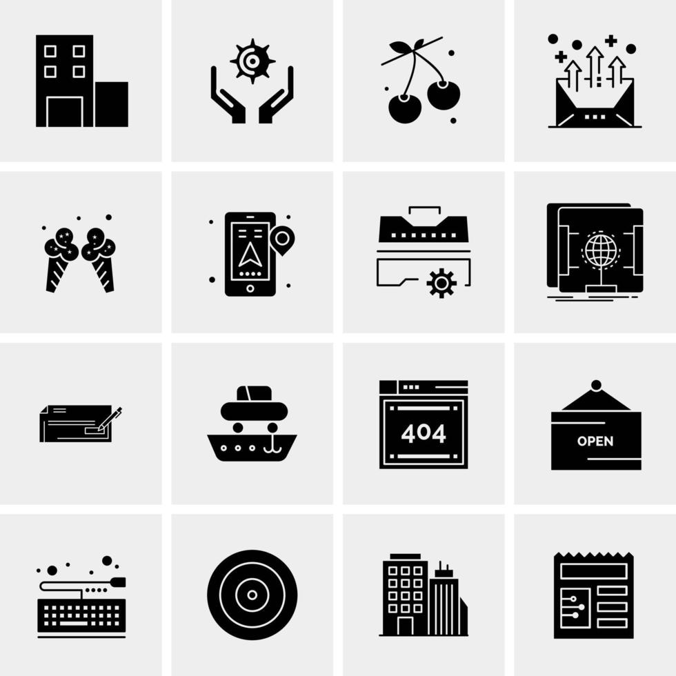 16 iconos de negocios universales vector ilustración de icono creativo para usar en proyectos relacionados con la web y dispositivos móviles