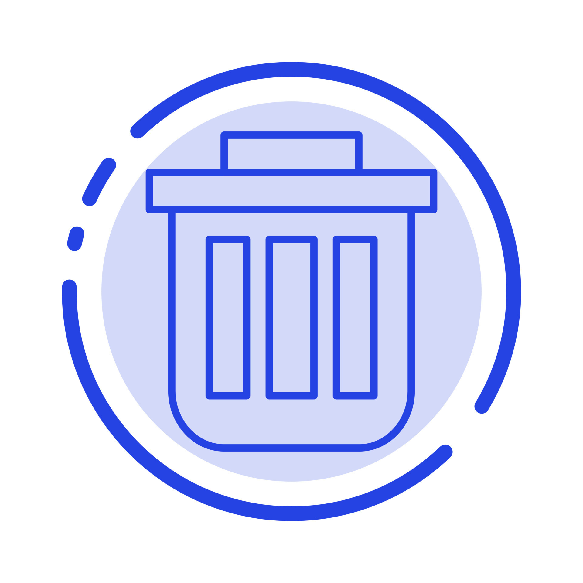 Trash Basket Bin Can Container Dustbin Office Blue Dotted Line Line