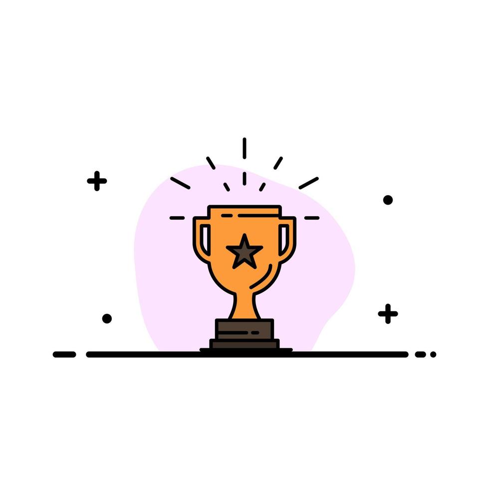Trophy Achievement Award Business Prize Win Winner  Business Flat Line Filled Icon Vector Banner Template