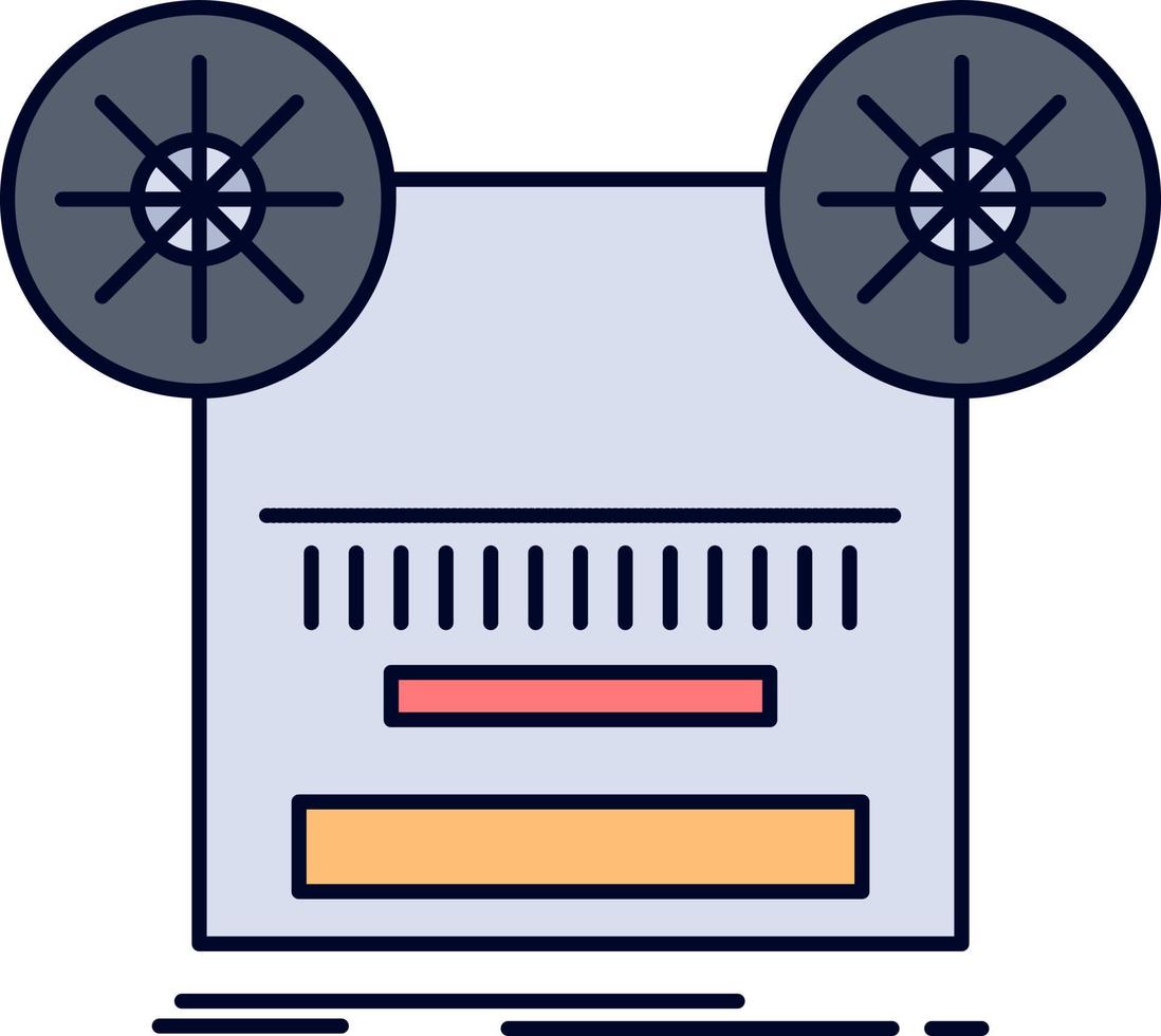 Record recording retro tape music Flat Color Icon Vector